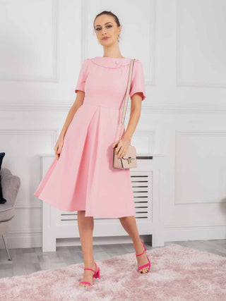 Jolie Moi Valery Button Collar Dress, Light Pink Jolie Moi Retail Jolie Moi Valery Button Collar Dress, Light Pink Jolie Moi Retail