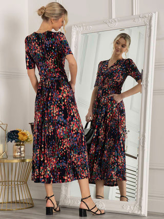 Jolie Moi Asuka Jersey Maxi Dress, Navy Multi