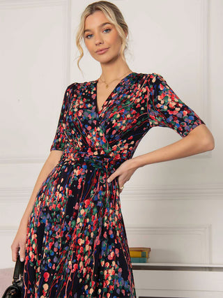 Jolie Moi Asuka Jersey Maxi Dress, Navy Multi