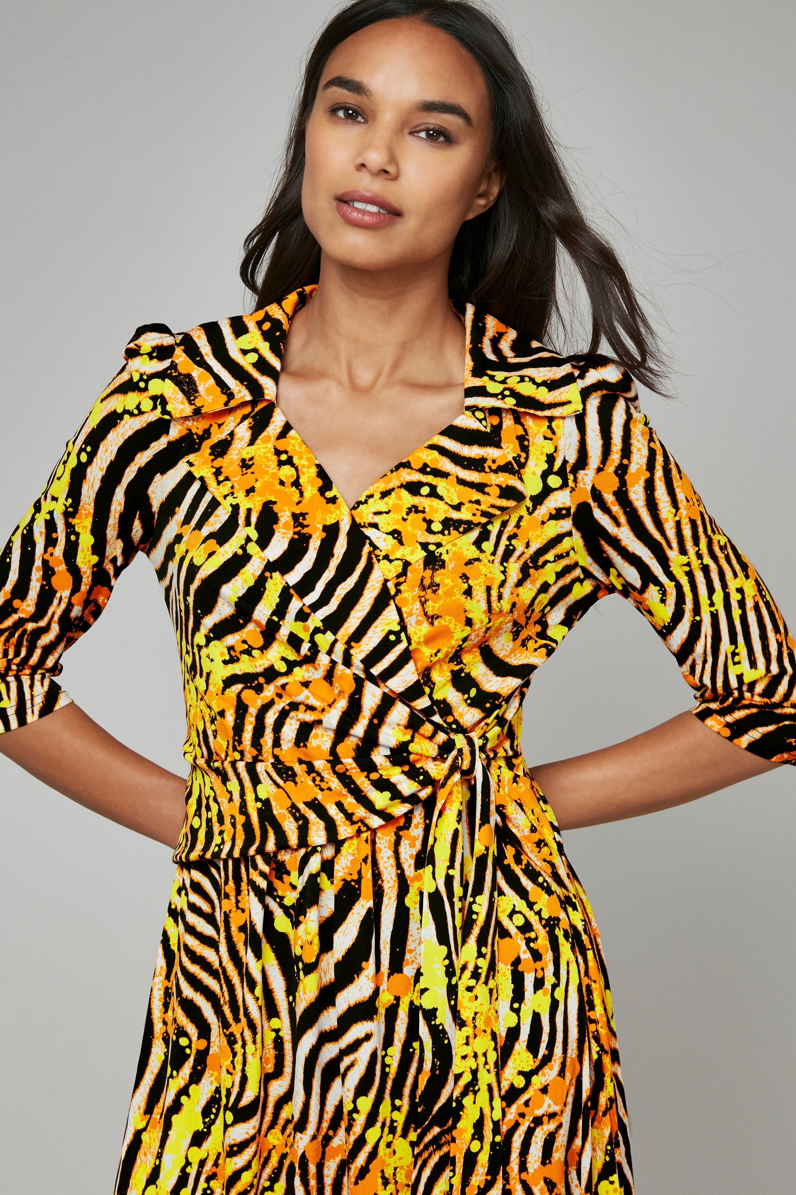 Yellow zebra sales print dress