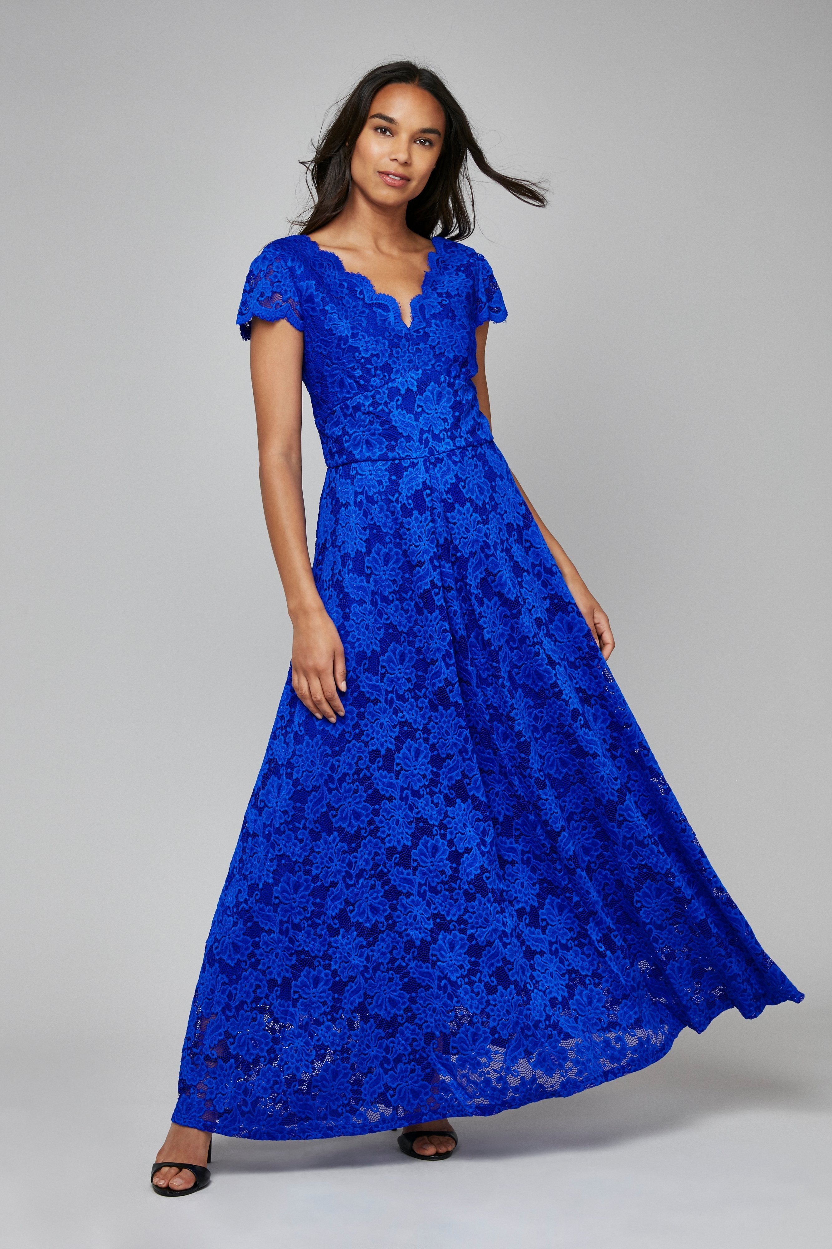 Royal blue formal dress with outlet sleeves