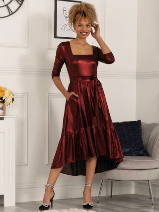 Jolie Moi Orly Sparkly Midi Dress, Burgundy Jolie Moi Retail Jolie Moi Orly Sparkly Midi Dress, Burgundy Jolie Moi Retail