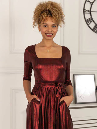 Jolie Moi Orly Sparkly Midi Dress, Burgundy