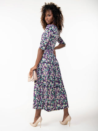 Pauline Sleeved Maxi Dress, Purple Floral