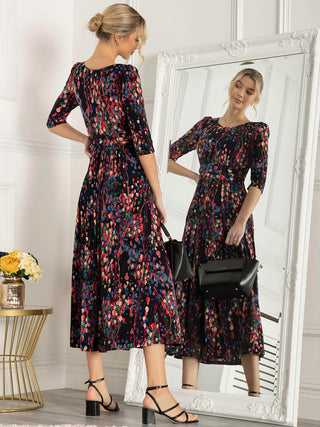 Pauline Sleeved Maxi Dress, Navy Multi