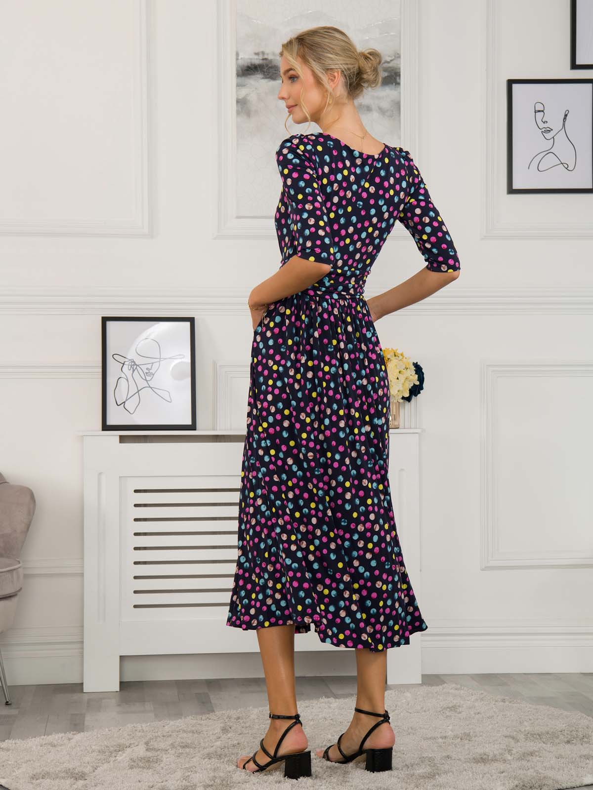 Pauline Sleeved Maxi Dress, Navy Spot – Jolie Moi Retail
