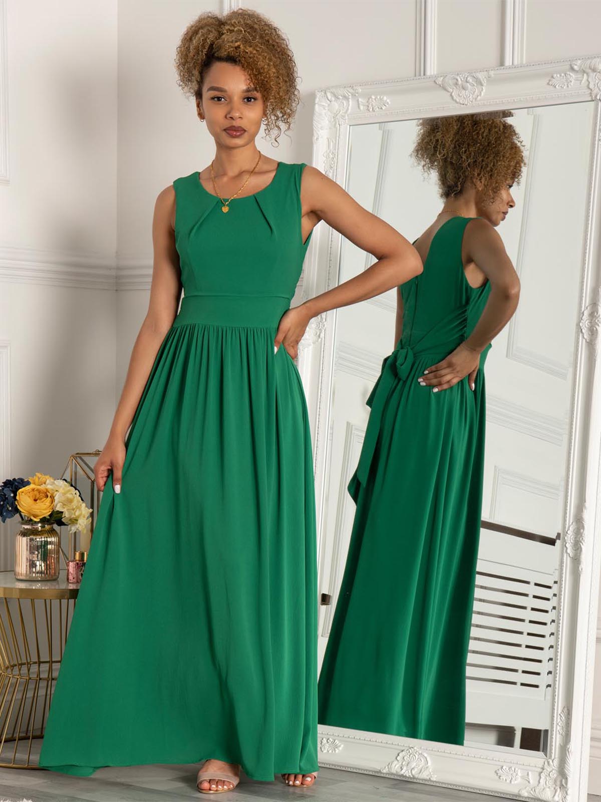 Jolie Moi Crepe Chiffon Maxi Dress Green Jolie Moi Retail