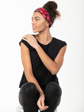 Ruched Wide Front Jersey Headband, Red Birds
